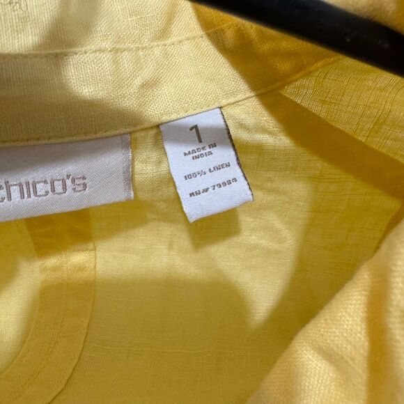 Chico Yellow Roll Sleeve Jacket size 1 equivalentnt size 8 - Picture 6 of 6